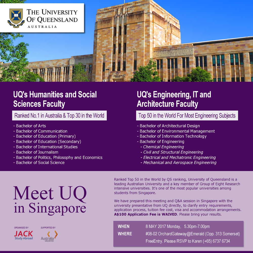 Meet University of Queensland in Singapore - 8 May 2017